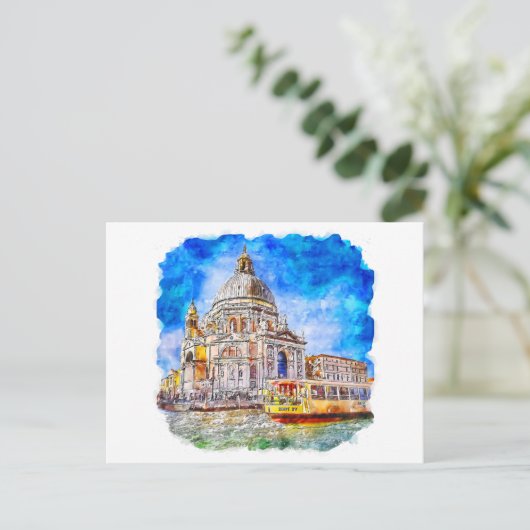 Waterverf Venetië Italië Kleurrijke schets Briefkaart (Staand voorkant)