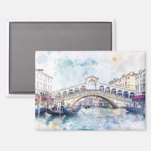 Waterverf Venetië, Italië Magneet (Voorkant / Achterkant)
