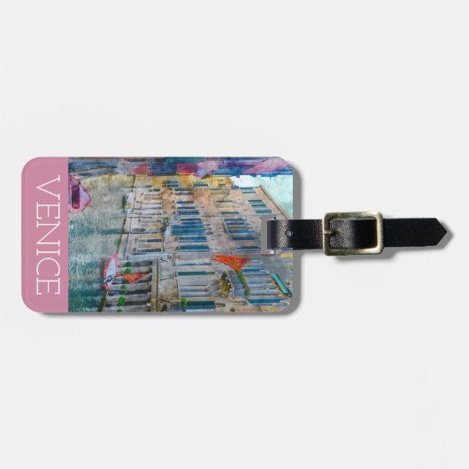 Waterverf Venice Italië Gondola Bagagelabel (Voorkant horizontaal)
