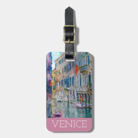 Waterverf Venice Italië Gondola Bagagelabel (Voorkant verticaal)