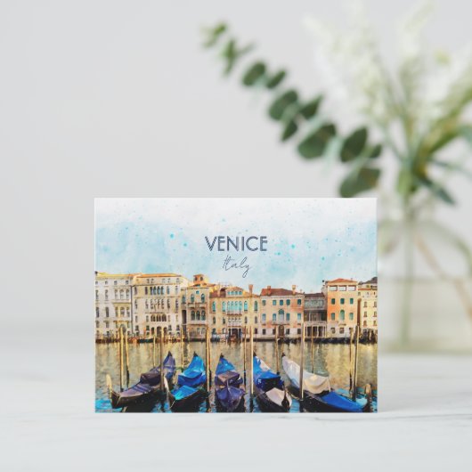 WATERVERF VENICE VENEZIA - Italië Reissouvenir Briefkaart (Staand voorkant)