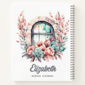 Waterverf Venster met Roze Bloemen en Succulenten Notitieboek (Achterkant)