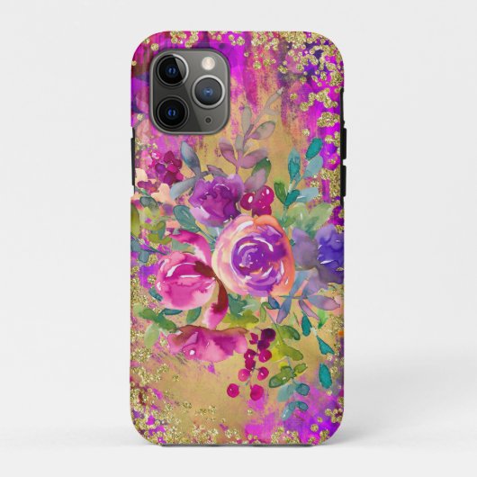 Waterverf ventilator Bouquet op frambozenroze Case-Mate iPhone Case (Achterkant)