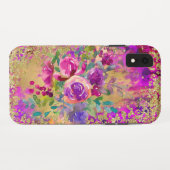 Waterverf ventilator Bouquet op frambozenroze Case-Mate iPhone Case (Achterkant (horizontaal))