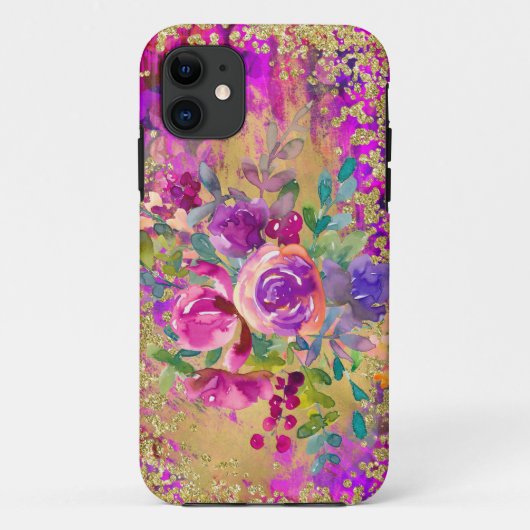 Waterverf ventilator Bouquet op frambozenroze Case-Mate iPhone Case (Achterkant)