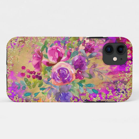 Waterverf ventilator Bouquet op frambozenroze Case-Mate iPhone Case (Achterkant (horizontaal))