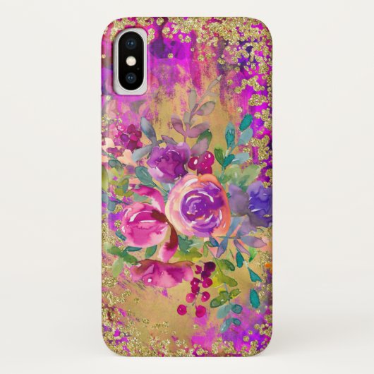 Waterverf ventilator Bouquet op frambozenroze Case-Mate iPhone Case (Achterkant)