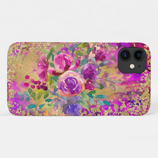 Waterverf ventilator Bouquet op frambozenroze Case-Mate iPhone Case (Achterkant (horizontaal))