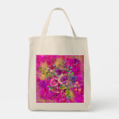 Waterverf ventilator Bouquet op frambozenroze Tote Bag (Achterkant)