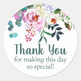 Waterverf ventilator Dank je komst Blauwgroen Ronde Sticker