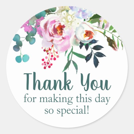 Waterverf ventilator Dank je komst Blauwgroen Ronde Sticker (Voorkant)