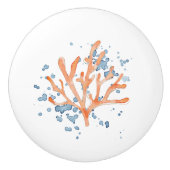 Waterverf ventilator Koraal patroon met spatten ku Keramische Knop (Voorkant)