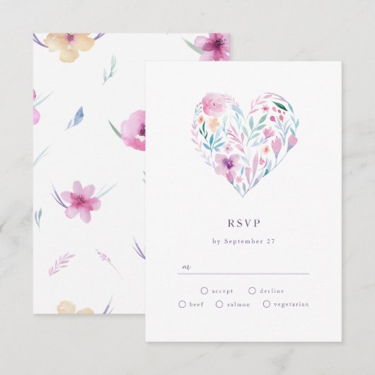 Waterverf ventilatorhart RSVP kaartje (Voorkant / Achterkant)