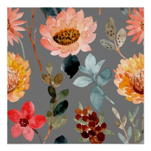 Waterverf ventilatorkleurige Natuur Perfect Poster (Voorkant)