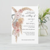 Waterverf Verbleekte Bloemen BOHO Pampas Grass Fol Kaart (Staand voorkant)