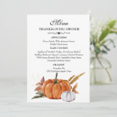 Waterverf verbrand Oranje pompoenThanksgiving Menu (Staand voorkant)