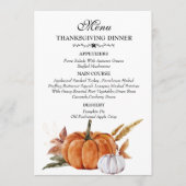 Waterverf verbrand Oranje pompoenThanksgiving Menu (Voorkant)