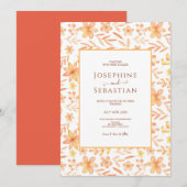 Waterverf Verbrande Sinaasappel Bloemen Patroon Br Kaart (Voorkant / Achterkant)