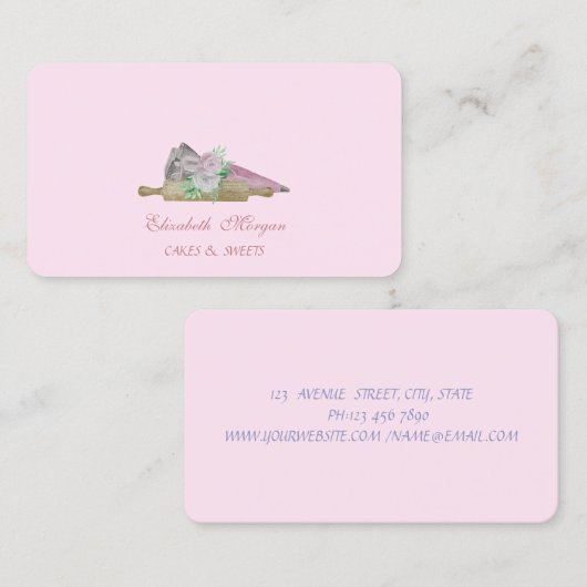 Waterverf Verdekte handgereedschappen Rollpinbloem Visitekaartje (Voorkant / Achterkant)