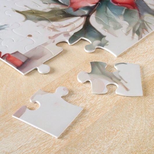 Waterverf Verdroogde kerstboom Legpuzzel (Zijkant)