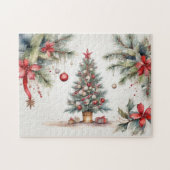 Waterverf Verdroogde kerstboom Legpuzzel (Horizontaal)