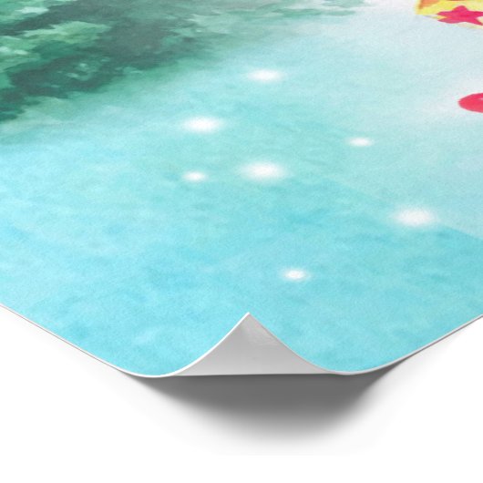 Waterverf Verdroogde kerstboom Poster (Hoek)