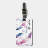 Waterverf veren bagagelabel (Voorkant verticaal)