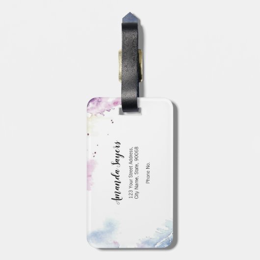 Waterverf veren bagagelabel (Achterkant verticaal)