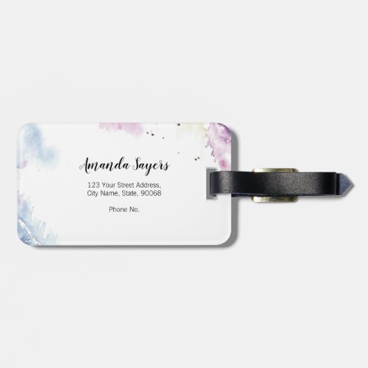 Waterverf veren bagagelabel (Achterkant horizontaal)