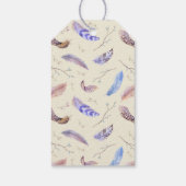 Waterverf veren bladeren en bijkantoren op zaterda cadeaulabel (Achterkant)