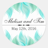 Waterverf veren bruiloft ronde sticker (Voorkant)