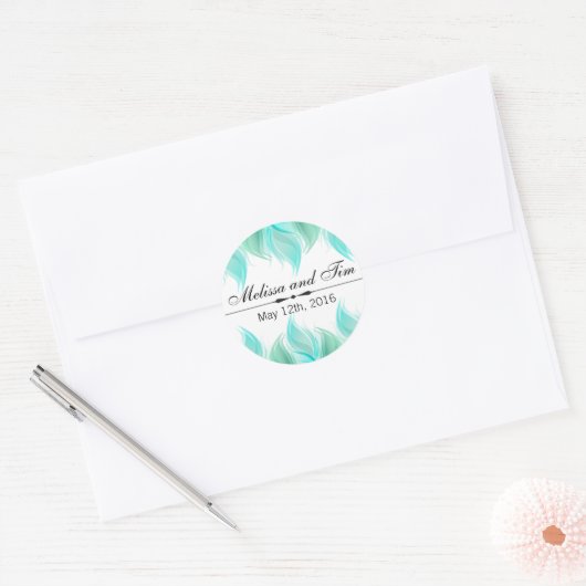 Waterverf veren bruiloft ronde sticker (Envelop)