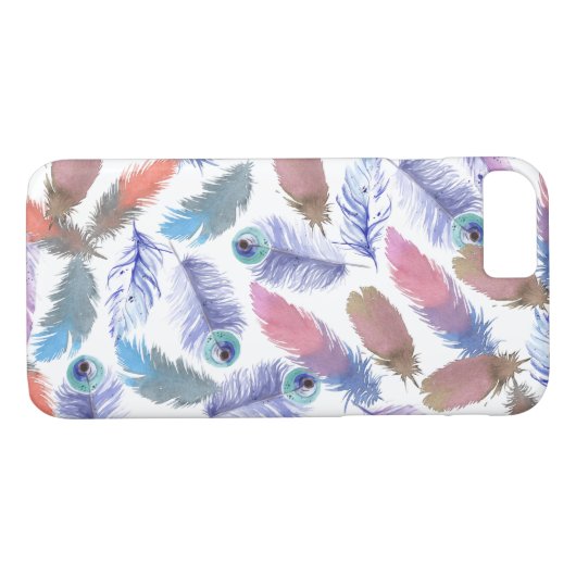 Waterverf veren Case-Mate iPhone case (Achterkant (Horizontaal))