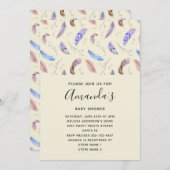 Waterverf veren en bladeren kaart (Voorkant / Achterkant)