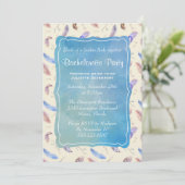 Waterverf veren en bladeren vrijgezellenfeest kaart (Staand voorkant)