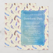 Waterverf veren en bladeren vrijgezellenfeest kaart (Voorkant / Achterkant)