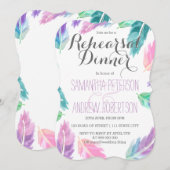 Waterverf veren, geverfd, repetitief diner kaart (Voorkant / Achterkant)