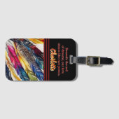 Waterverf veren in harmonie bagagelabel (Voorkant (horizontaal))