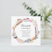 Waterverf veren krans. Boho verjaardagsfeestje Kaart (Staand voorkant)