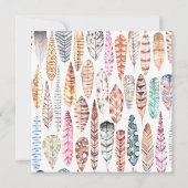 Waterverf veren krans. Boho verjaardagsfeestje Kaart (Achterkant)