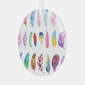 Waterverf veren: mooi Collecties Vintage. Glas Ornament (Voorkant links)