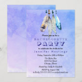 Waterverf Veren op Blauwe Paarse Bachelorette Kaart (Voorkant / Achterkant)