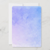 Waterverf veren op een blauwachtige Paarse bruilof Kaart (Achterkant)