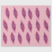 Waterverf veren Rood Roze Inpakpapier (Vlak)