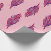 Waterverf veren Rood Roze Inpakpapier (Hoek)