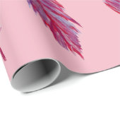 Waterverf veren Rood Roze Inpakpapier (Rol Hoek)