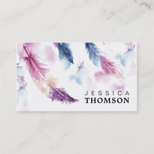 Waterverf veren visitekaartje (Voorkant)
