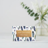 Waterverf Veren Visitekaartjes | Goud (Staand voorkant)