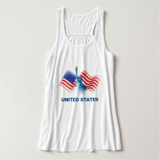 Waterverf Verenigde Staten vlag met Lady Liberty P Tanktop