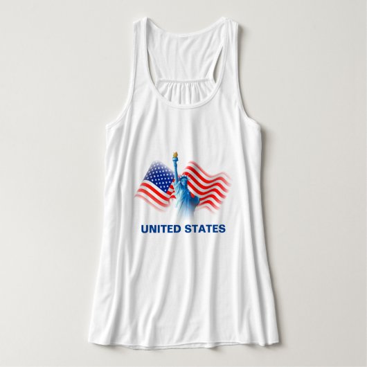 Waterverf Verenigde Staten vlag met Lady Liberty P Tanktop (Design voorkant)